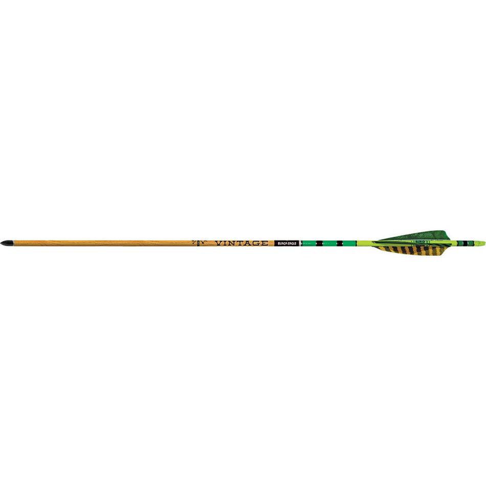 Black Eagle Vintage Traditional Arrows .005 500 Green/Yellow Feathers 6 pk.