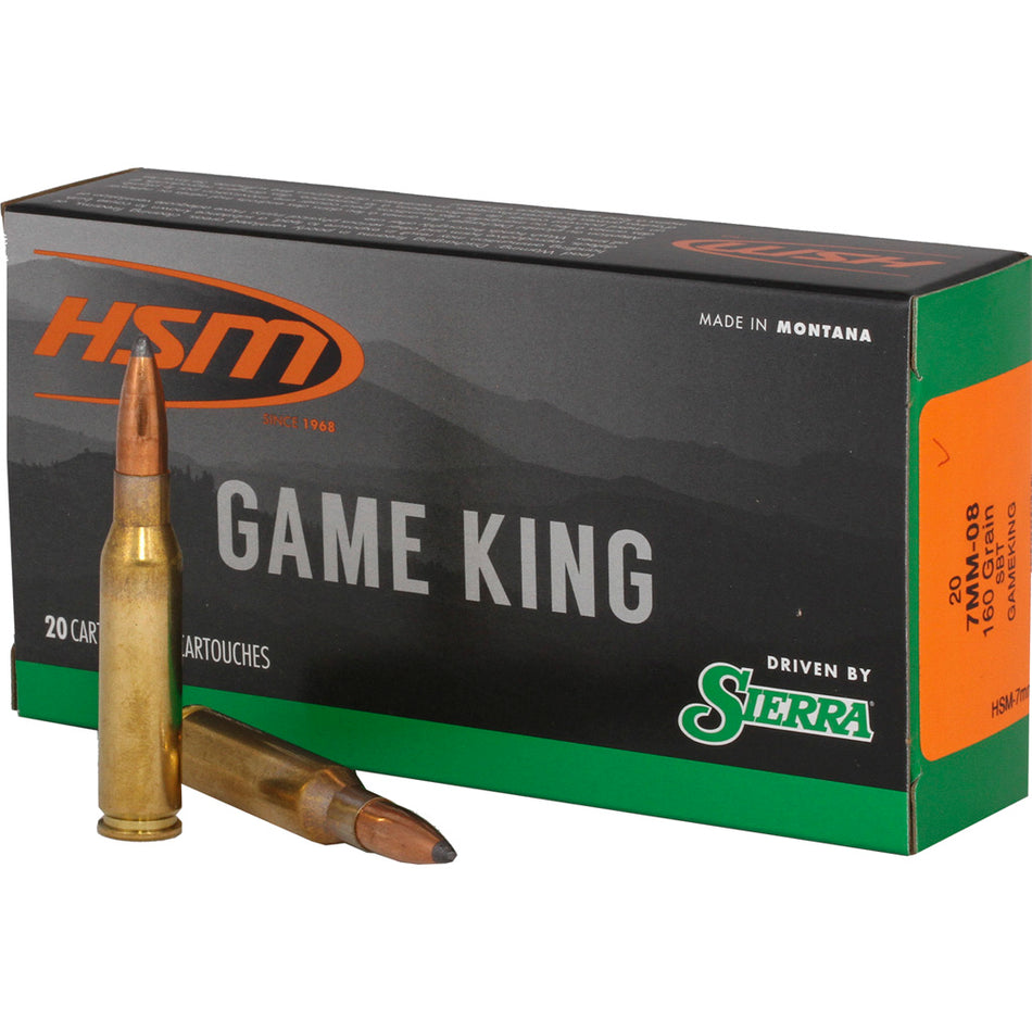 HSM 7mm-08 Remington Sierra Game King 160gr JSP Ammo