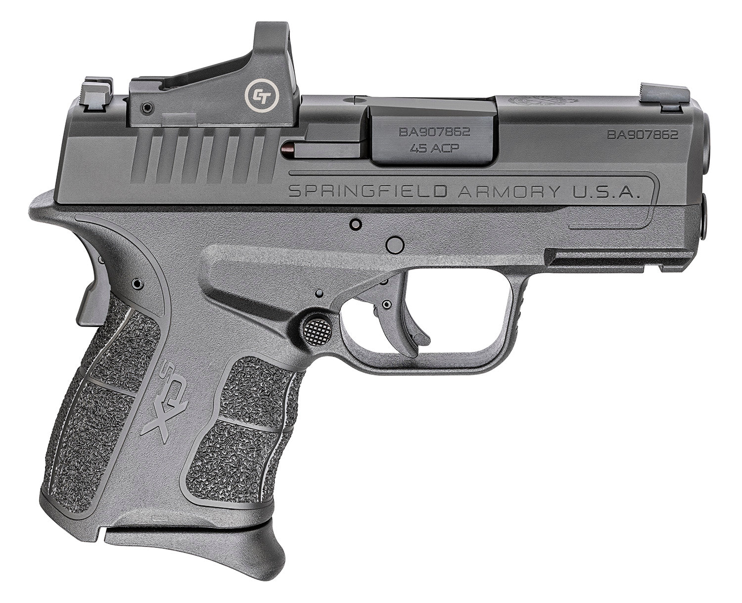 Springfield Armory XDSG93345BCT XD-S Mod 2 45 ACP 3.30" 5+1,6+1 Black Forged Melonite Steel Barrel/Optics Cut Slide Enhanced Textured Black Polymer Frame Includes Crimson Trace Red Dot & 2 Mags
