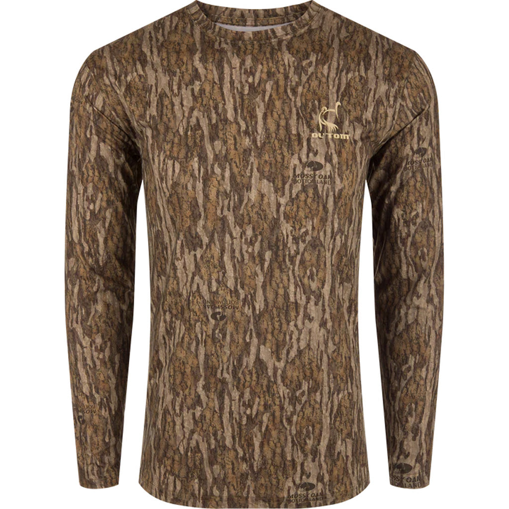 Drake Ol' Tom Performance Crew Camo Print LS MO Bottomland 2XLarge