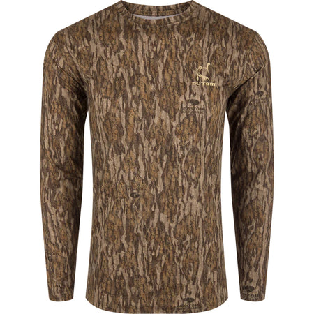 Drake Ol' Tom Performance Crew Camo Print LS MO Bottomland 2XLarge