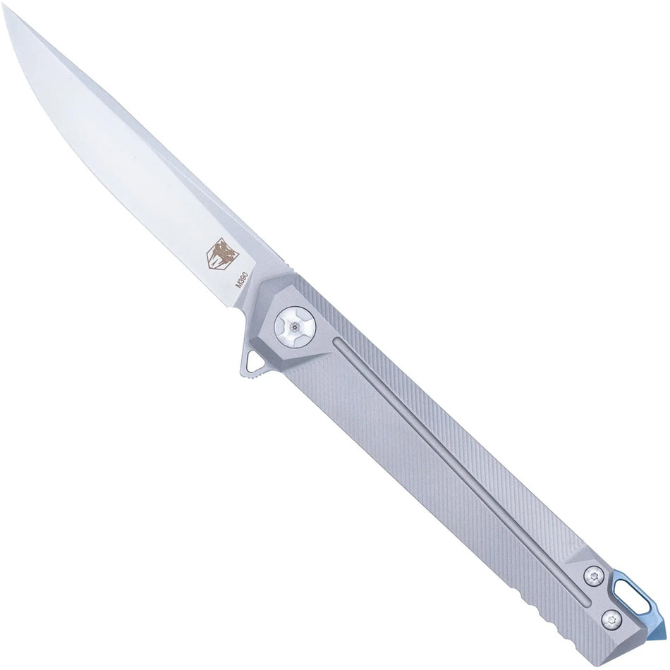 CobraTec Olympian Frame Lock Titanium M389 Knife Folding Blade Silver