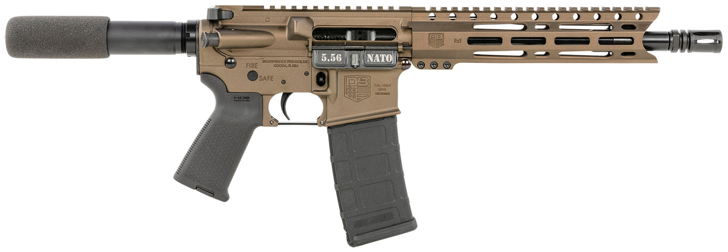 Diamondback DB1915K071 DB15 5.56x45mm NATO 30+1 10" Black Nitride Threaded Barrel, M-LOK Handguard, Midnight Bronze Aluminum Picatinny Rail Receiver, Black Buffer Tube, Black Magpul Grip, Right Hand