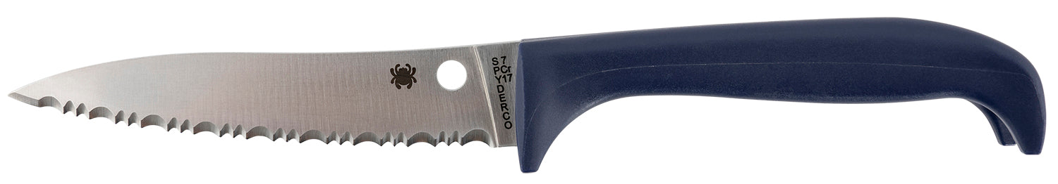 Spyderco K20SPR Counter Puppy 3.48" Fixed Serrated 7Cr17MoV SS Blade Purple Plastic Handle