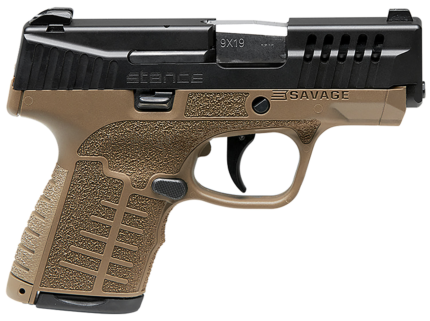 Savage Arms 67007 Stance 9mm Luger 8+1 3.20" Stainless Steel Barrel, Black Nitride Ported/Serrated Steel Slide, Flat Dark Earth Polymer Frame, Interchangeable Backstrap Grip, Ambidextrous
