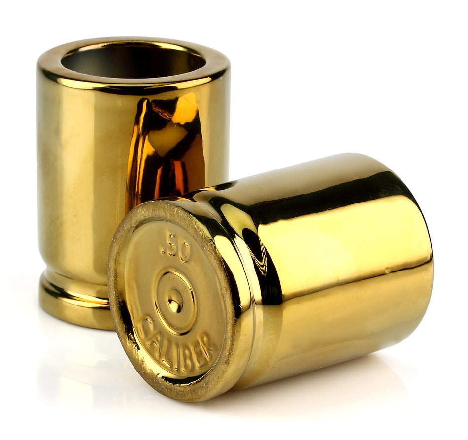 Caliber Gourmet CBGSG1002 Caliber Gourmet Shot Glasses Gold Ceramic 1 Pair