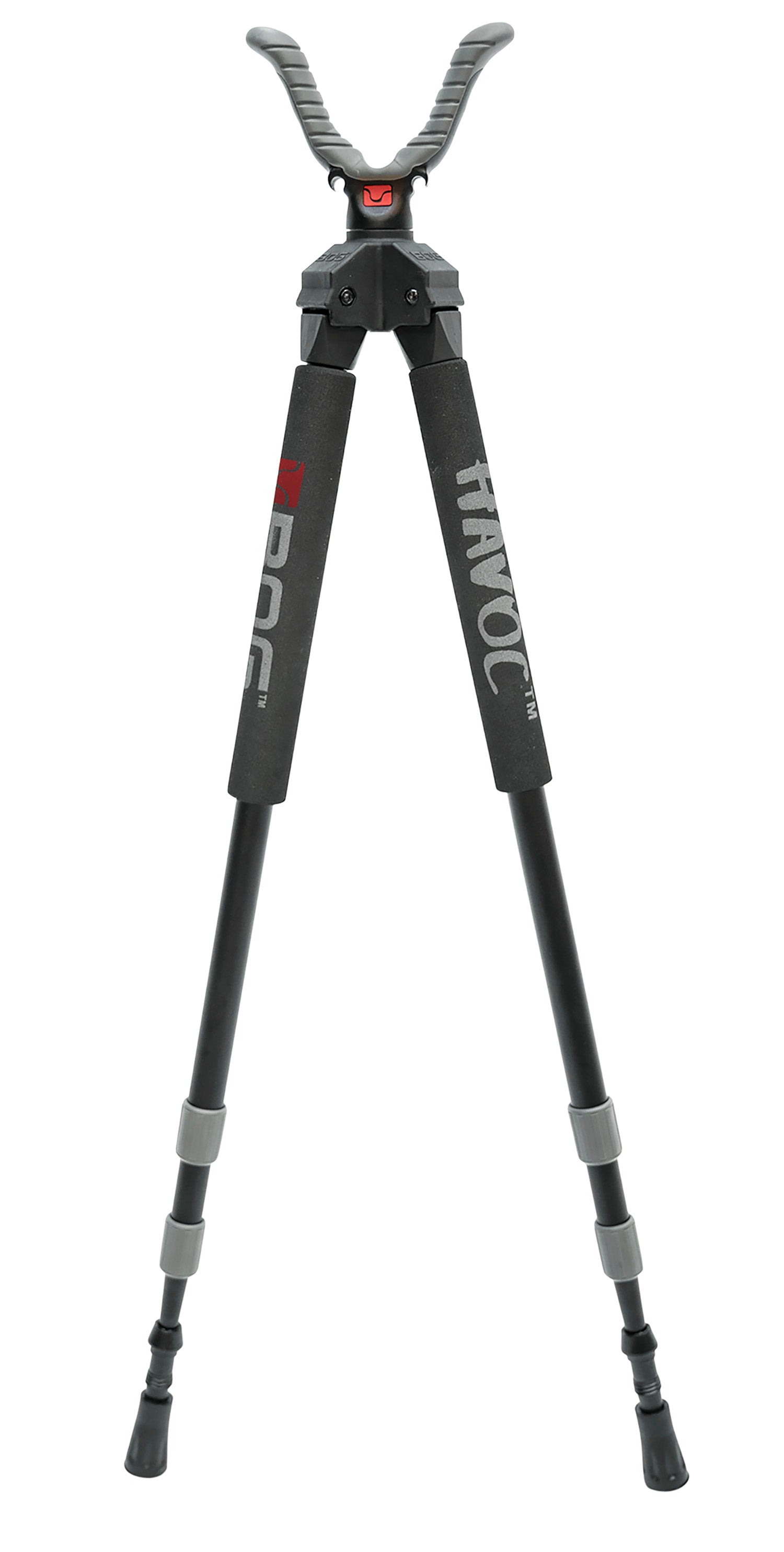 Bog-Pod 1100478 Havoc Bipod, Black Finished Aluminum with Foam Grip, Rubber Feet, 360 Degree Pan & 21-50" Vertical Adjustment