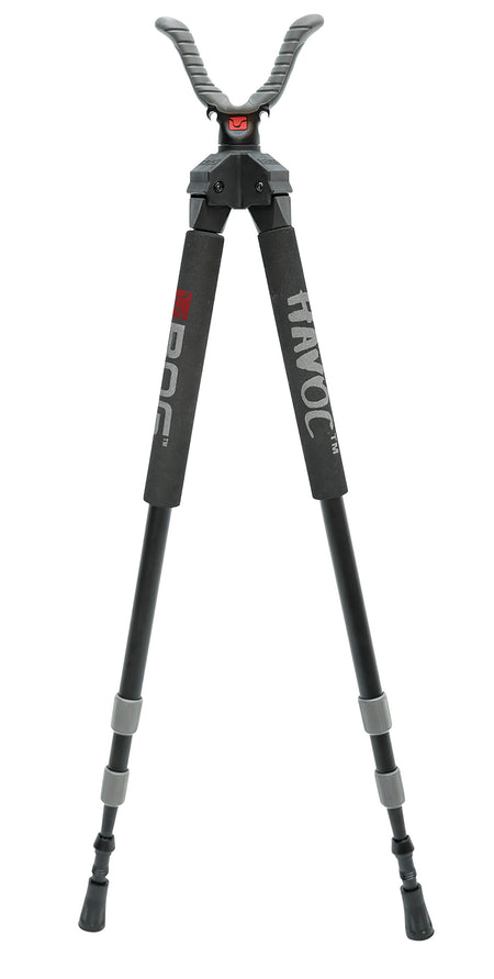 Bog-Pod 1100478 Havoc Bipod, Black Finished Aluminum with Foam Grip, Rubber Feet, 360 Degree Pan & 21-50" Vertical Adjustment