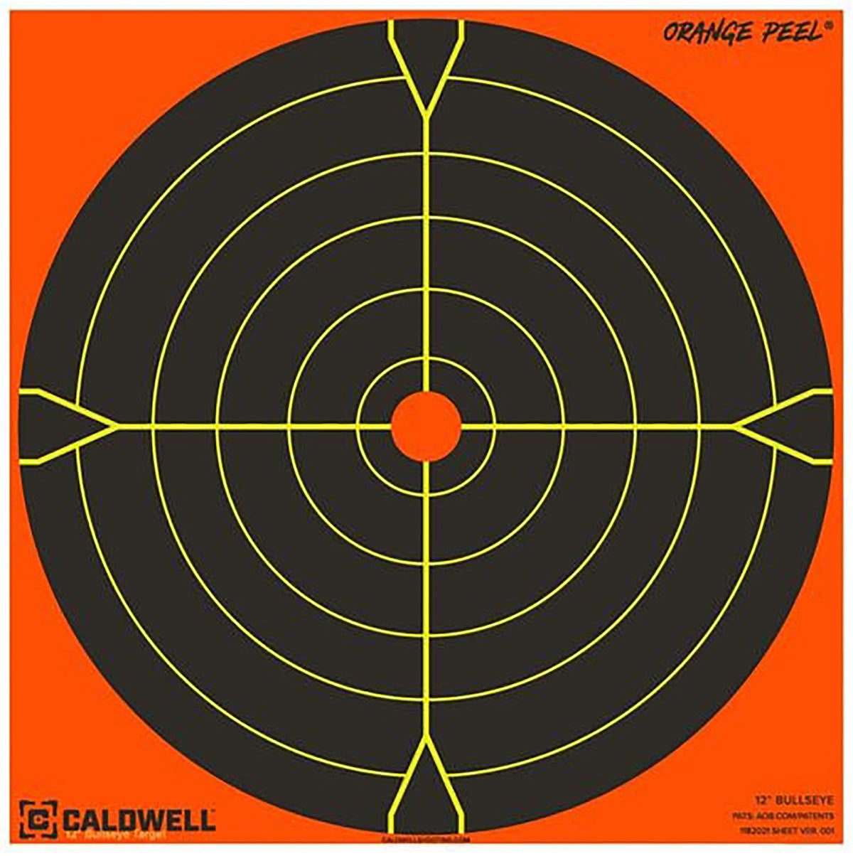 Caldwell 1166107 Orange Peel Self-Adhesive Paper Black/Orange 5.50" Bullseye 10 Pack