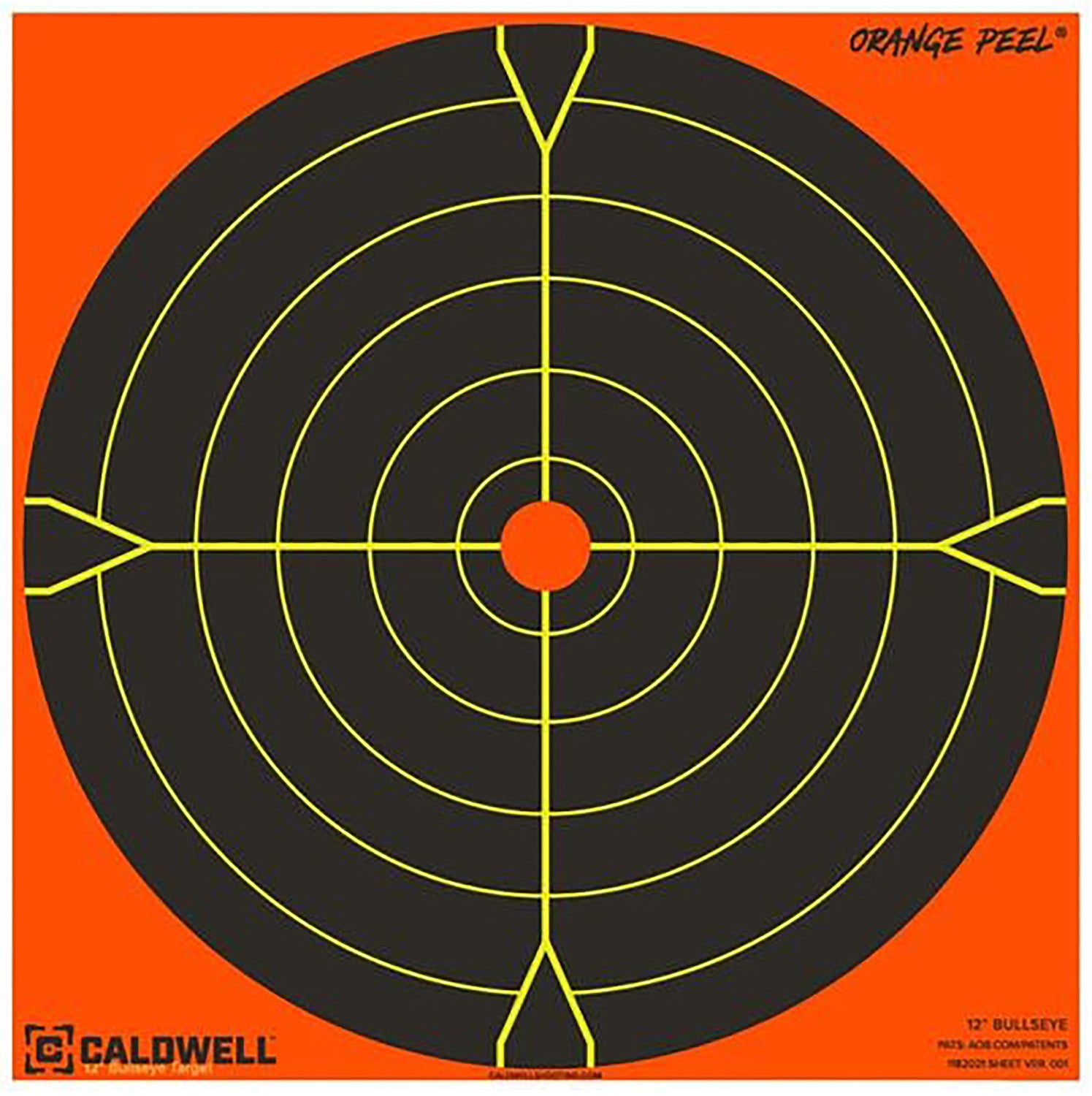 Caldwell 1166107 Orange Peel Self-Adhesive Paper Black/Orange 5.50" Bullseye 10 Pack