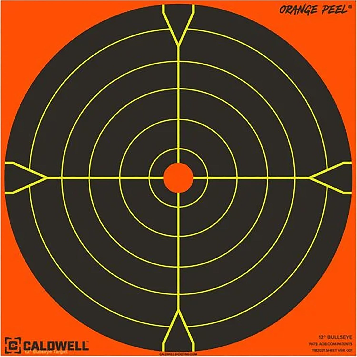 Caldwell 1166108 Orange Peel Self-Adhesive Paper Black/Orange 5.50" Bullseye 25 Pack