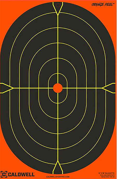 Caldwell 1175517 Orange Peel Self-Adhesive Paper Black/Orange 12"x18" Oval Silhouette 5 Pack