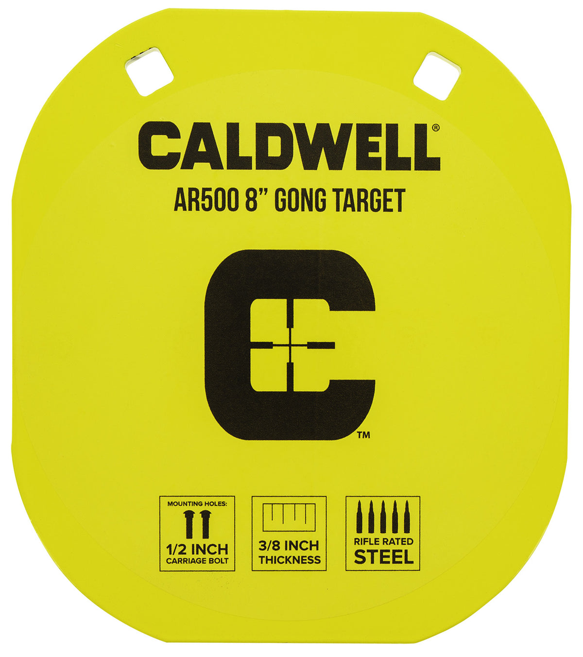 Caldwell 1116703 Gong 8" Yellow AR500 Steel 0.38" Thick Hanging
