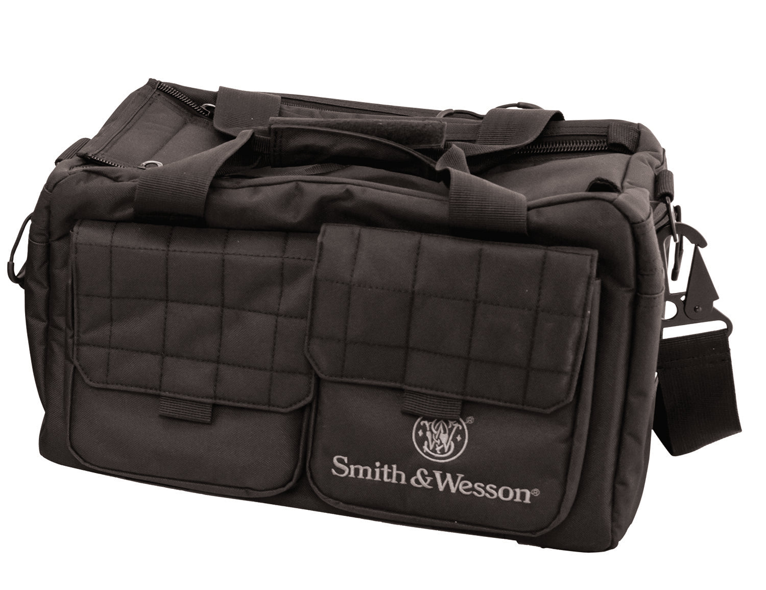 M&P Accessories 110013 Recruit Black Nylon Two Interior Pockets & Magazine Pouches Large Exterior Pockets Rubber Foot Skids Includes Padded Carrying Strap
