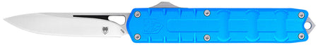 CobraTec Knives CTEBLUM390DNS Enforcer 3.25" OTF Drop Point Plain M390 Steel Blade/Blue Aluminum Handle