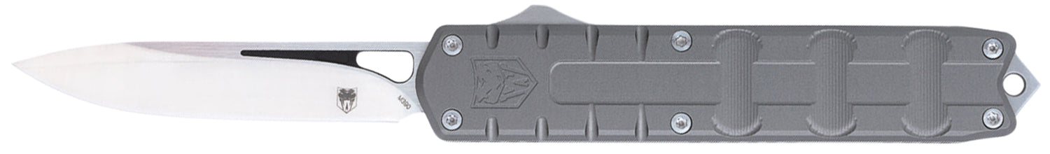 CobraTec Knives CTEGRYM390DNS Enforcer 3.25" OTF Drop Point Plain M390 Steel Blade/Gray Aluminum Handle