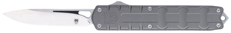 CobraTec Knives CTEGRYM390DNS Enforcer 3.25" OTF Drop Point Plain M390 Steel Blade/Gray Aluminum Handle