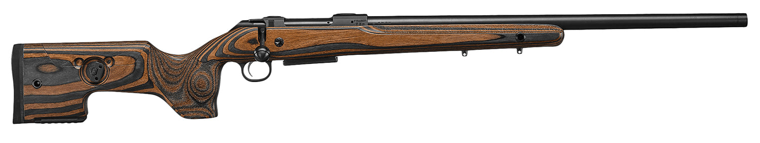 CZ-USA 07503 CZ 600 Range Full Size 308 Win 5+1, 24" Black Nitride Steel Threaded Barrel, Drilled & Tapped Receiver, Black Brown & Gray Laminate Fixed w/Adj Cheek Rest Stock, Right Hand
