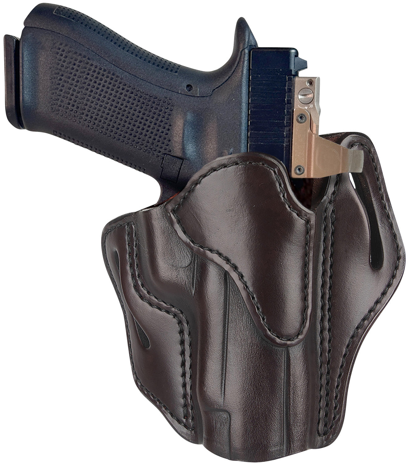 1791 Gunleather ORBH23SBRR BH2.3 Optic Ready OWB Size 2.3 Signature Brown Leather Belt Slide Compatible w/Glock 17/20/21/22/31/34/35/40/41/S&W M&P Shield Right Hand