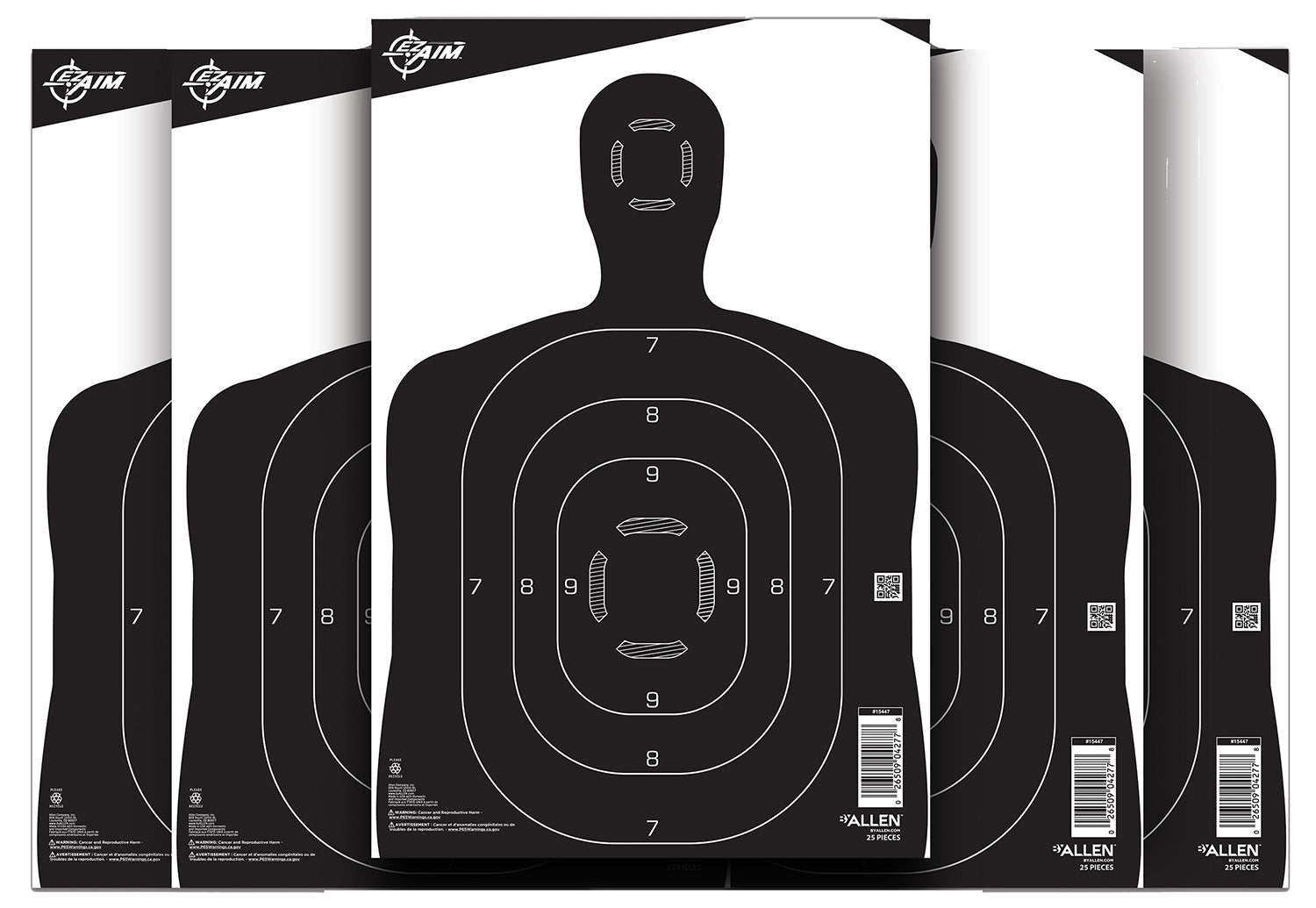 EZ-Aim 15447 Silhouette Paper Hanging 12" x 18" Black/White 25 Per Pack