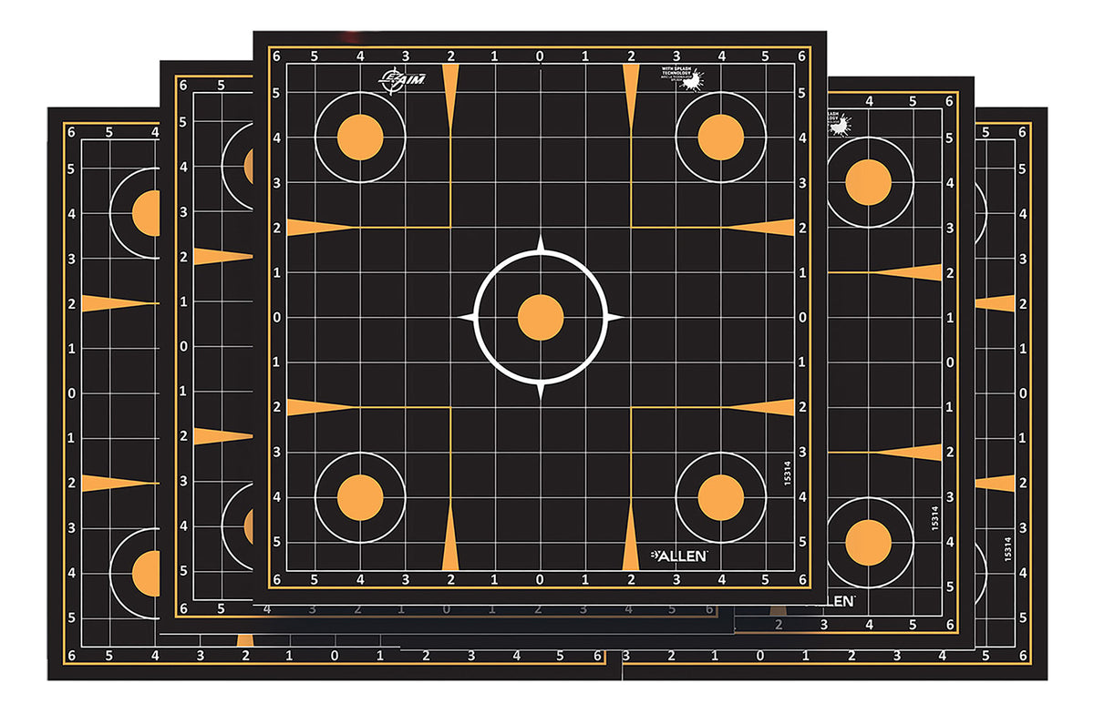 EZ-Aim 1531410 Splash Reactive Self-Adhesive Paper Black/Orange 12"x12" Sight-In Grid 10 Pack