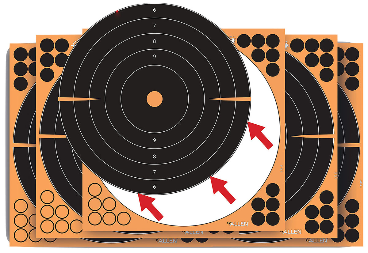 EZ-Aim 1531710 Splash Reactive Self-Adhesive Paper Black/Orange 12"x12" Bullseye 10 Pack