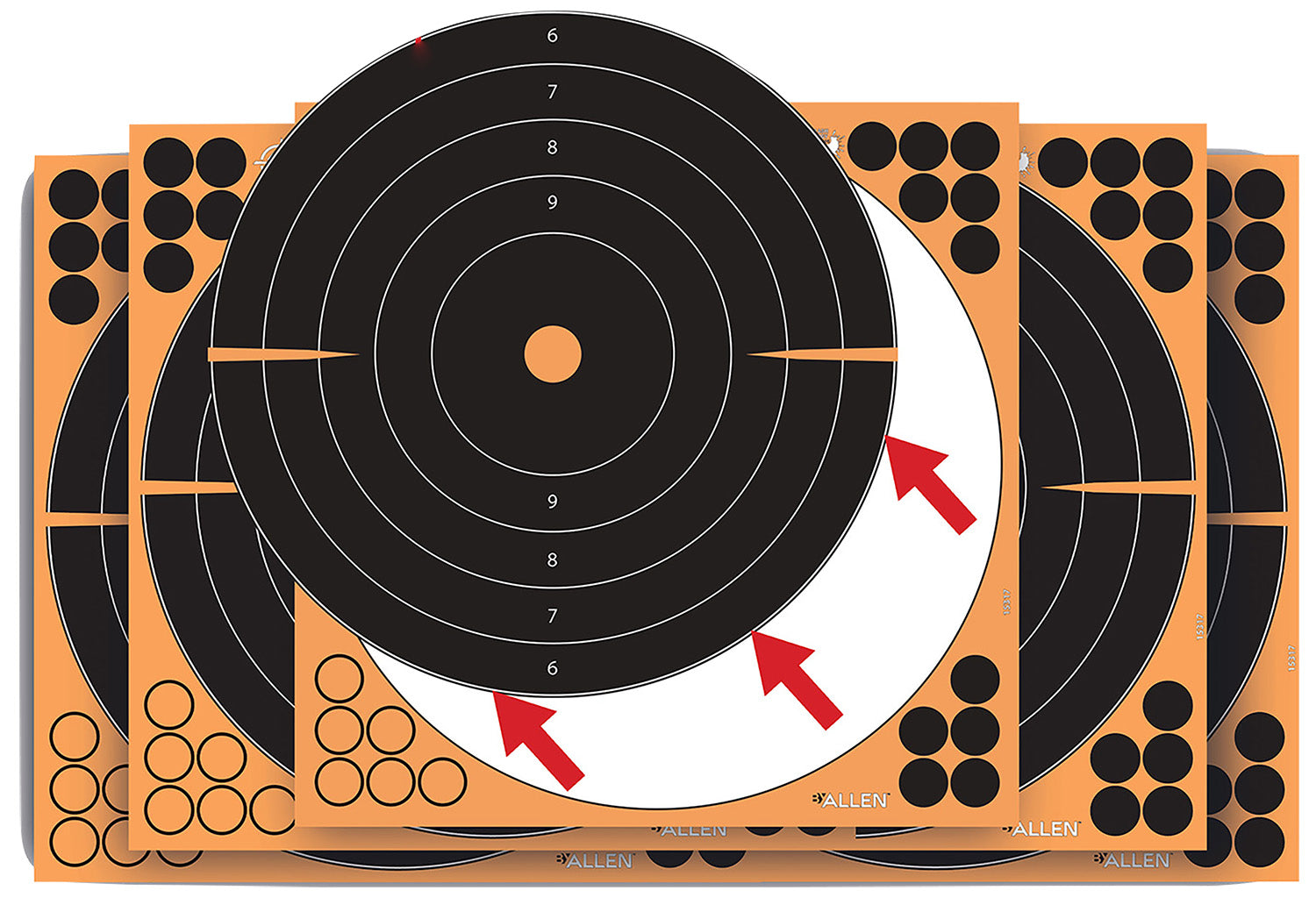 EZ-Aim 1531710 Splash Reactive Self-Adhesive Paper Black/Orange 12"x12" Bullseye 10 Pack