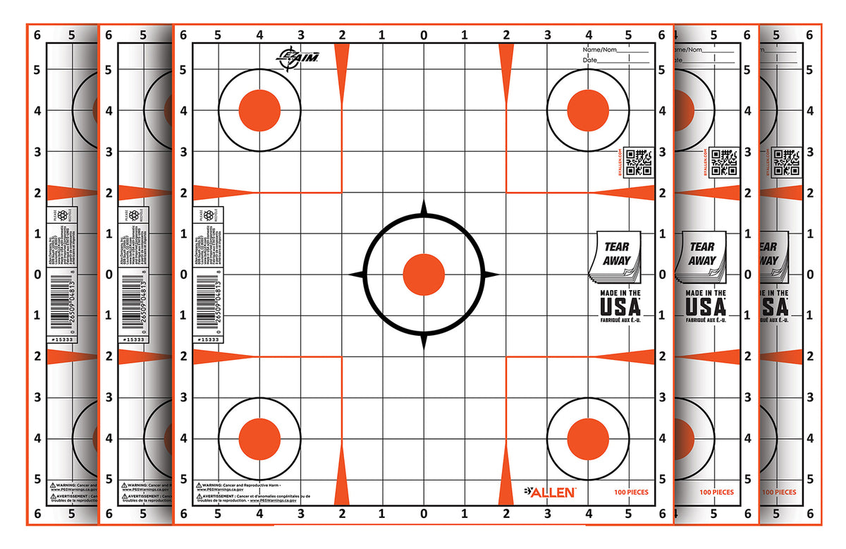 EZ-Aim 15333100 Sight-In Grid Paper Self-Adhesive 12" x 12" Orange/White 100 Per Pack
