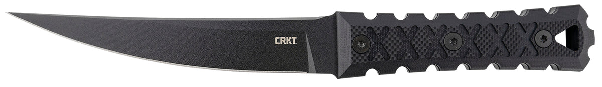 CRKT 2927 HZ6 6.50" Fixed Plain Black Matte Baked-On Anti Rust SK-5 Steel Blade/Black w/Carved X's G10 Handle Includes Sheath