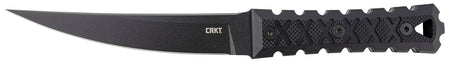CRKT 2927 HZ6 6.50" Fixed Plain Black Matte Baked-On Anti Rust SK-5 Steel Blade/Black w/Carved X's G10 Handle Includes Sheath