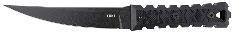 CRKT 2927 HZ6 6.50" Fixed Plain Black Matte Baked-On Anti Rust SK-5 Steel Blade/Black w/Carved X's G10 Handle Includes Sheath