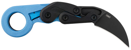 CRKT 4041B Provoke 2.47" Folding Hawkbill Plain Black Stonewashed 4116 Stainless Steel Blade/Blue Metallic Grivory Handle