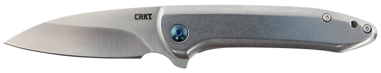 CRKT 5385 Delineation 2.94" Folding Wharncliffe Plain Satin 8Cr13MoV SS Blade/ Satin Stainless Steel Handle Includes Pocket Clip