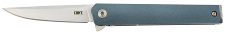 CRKT 7095 CEO Compact 2.61" Folding Plain Satin 4116 SS Blade, Blue GRN Handle, Includes Pocket Clip