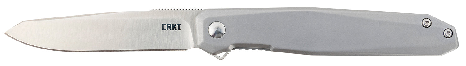 CRKT K230XXP Facet 3.37" Folding Sheepsfoot Plain Satin D2 Steel Blade/ Stainless Steel Handle Includes Pocket Clip