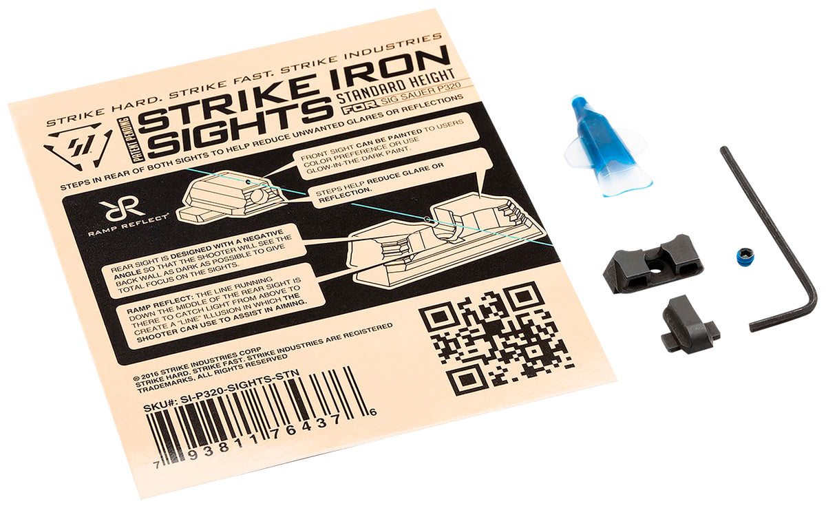 Strike Industries P320SIGHTSSTN Strike Iron Sights Black/Blank Front Sight Black/Blank Rear Sight Sig Sauer P320 with Rear Dovetail Standard Height