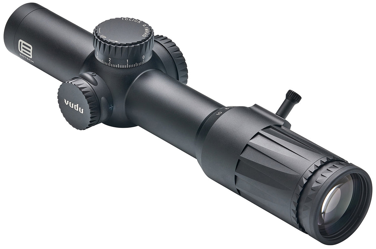 Eotech VDU110FFSR4 Vudu FFP Black Hardcoat Anodized 1-10x 28mm 34mm Tube Illuminated Red SR4 MOA Reticle Features Throw Lever