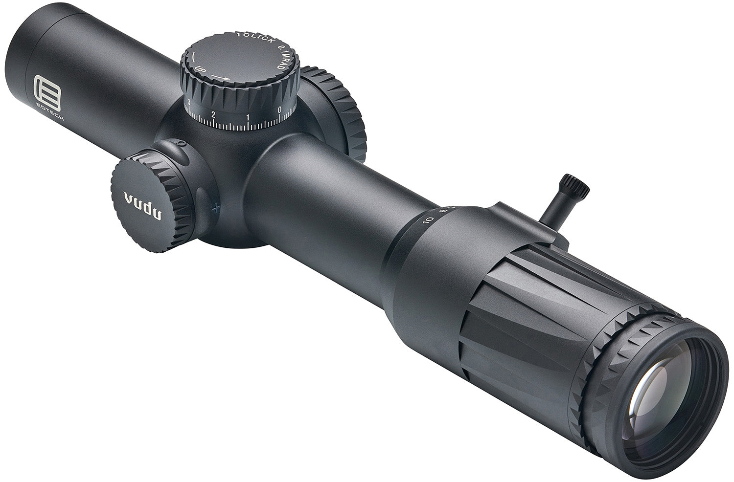 Eotech VDU110FFSR5 Vudu Black Hardcoat Anodized 1-10x 28mm 34mm Tube Illuminated Red SR5 MRAD Reticle Features Throw Lever