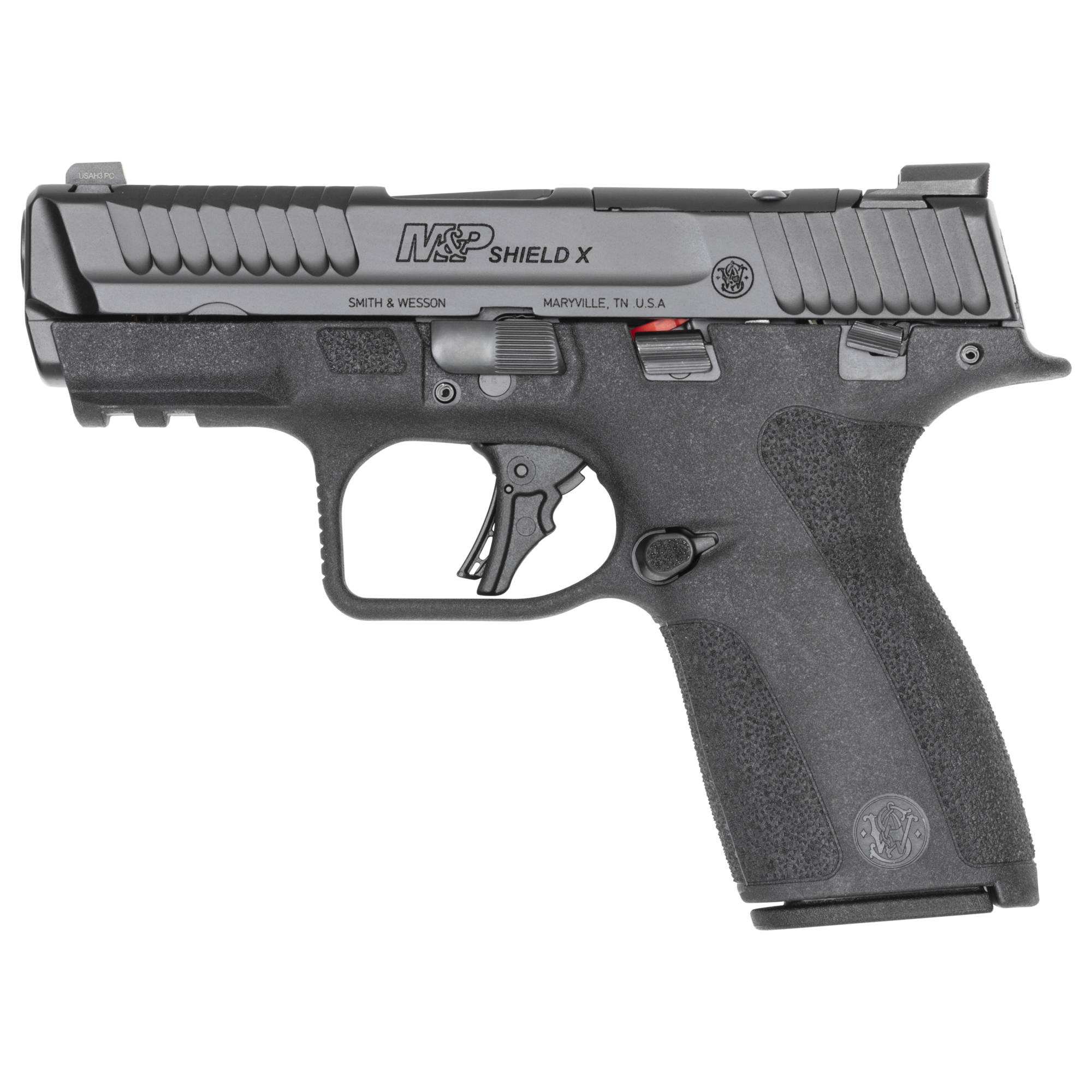 Smith & Wesson 14459 M&P Shield X *CA Compliant Sub-Compact Frame 9mm Luger 10+1 3.60" Black Armornite Stainless Steel Barrel & Optic Ready/Serrated Slide, Black Polymer Frame w/Picatinny Rail, Black