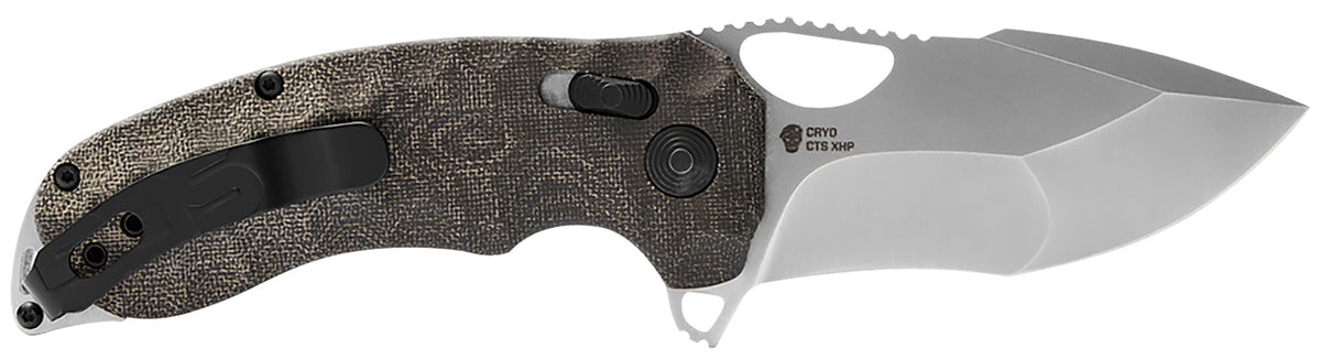 S.O.G SOG12270157 Kiku XR 3.03" Folding Tanto Plain Satin CTS XHP Steel Blade Deep Textured Green Linen Micarta Handle Includes Belt Clip
