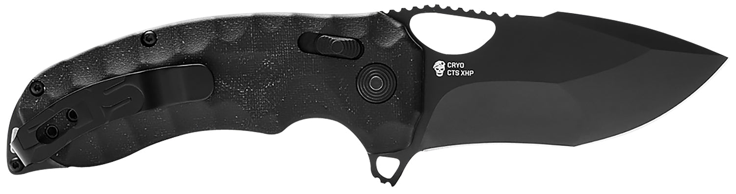 S.O.G SOG12270257 Kiku XR 3.03" Folding Tanto Plain Satin CTS XHP Steel Blade Deep Textured Black Linen Micarta Handle Includes Belt Clip