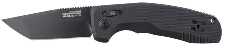 S.O.G SOG15380357 SOG-TAC Auto 3.43" Folding Tanto Plain Black TiNi Cryo D2 Steel Blade Black Micro-Textured Anodized Aluminum Handle Includes Pocket Clip