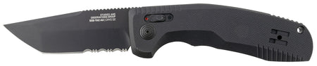 S.O.G SOG15380457 SOG-TAC Auto 3.43" Folding Tanto Part Serrated Black TiNi Cryo D2 Steel Blade Black Micro-Textured Anodized Aluminum Handle Includes Pocket Clip