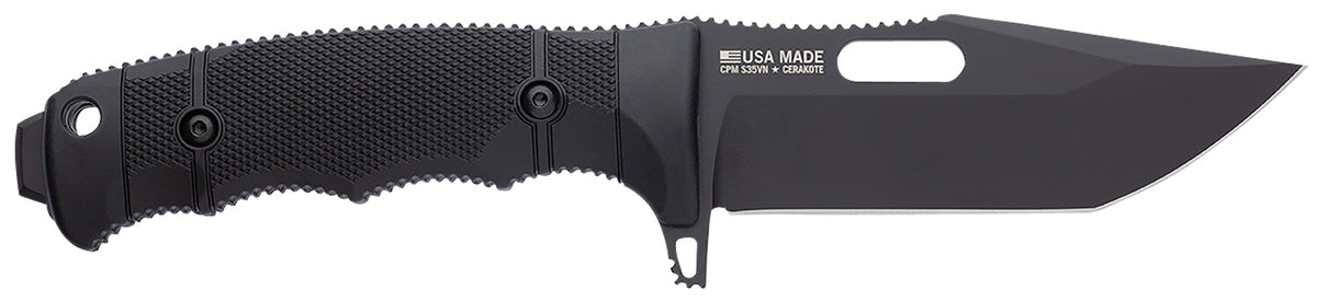 S.O.G SOG17210257 Seal FX 4.30" Fixed Tanto Plain Black Cerakote CPM S35VN SS Blade Black GRN/SS Handle Includes Sheath