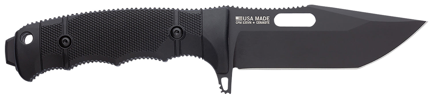 S.O.G SOG17210257 Seal FX 4.30" Fixed Tanto Plain Black Cerakote CPM S35VN SS Blade Black GRN/SS Handle Includes Sheath
