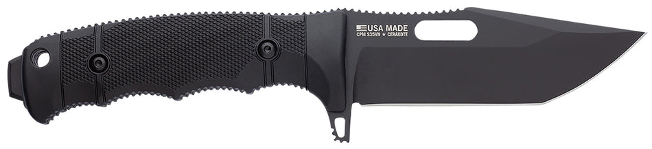 S.O.G SOG17210257 Seal FX 4.30" Fixed Tanto Plain Black Cerakote CPM S35VN SS Blade Black GRN/SS Handle Includes Sheath