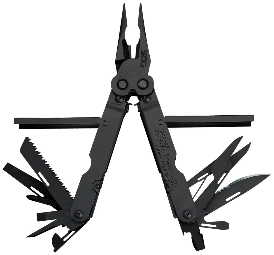 S.O.G SOG-B61N-CP Powerlock Black Oxide 420 Stainless Steel 7" Long Features 18 Tools w/Sheath