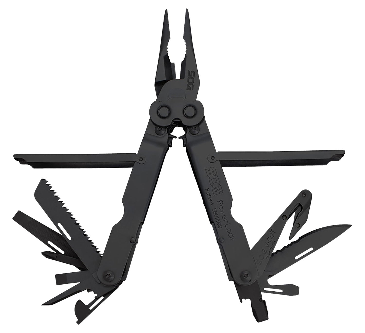 S.O.G SOG-B63N-CP Powerlock V-Cutter Black Oxide 420 Stainless Steel 7" Long Features 18 Tools w/Sheath