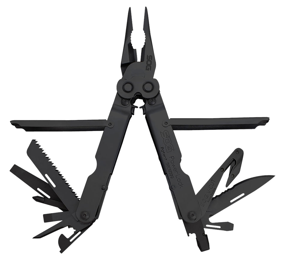 S.O.G SOG-B63N-CP Powerlock V-Cutter Black Oxide 420 Stainless Steel 7" Long Features 18 Tools w/Sheath
