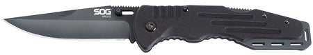 S.O.G SOG-FF11-CP Salute 3.62" Folding Clip Point Plain Black Hardcased 8Cr13MoV SS Blade Black G10 Handle Includes Belt Clip